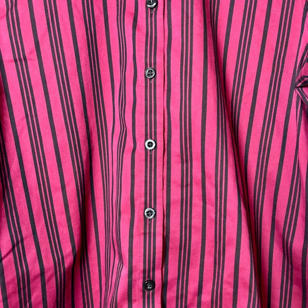 Chico's Button Down‎ Shirt Womens 0 Burgundy Black Striped Long Sleeve Top